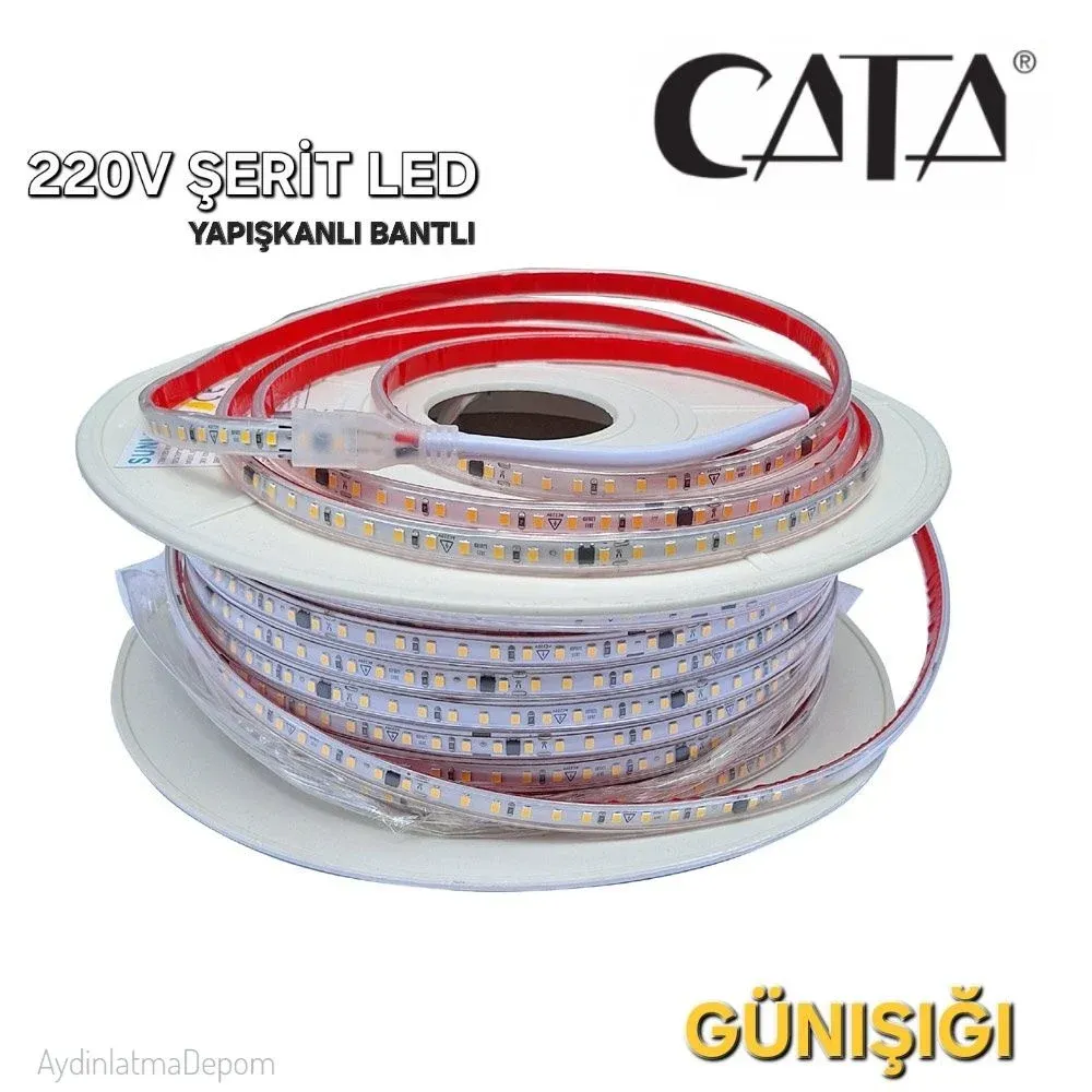 Cata 120 Çipli 220v Günışığı Şerit LED (Yapışkanlı) 100 METRE