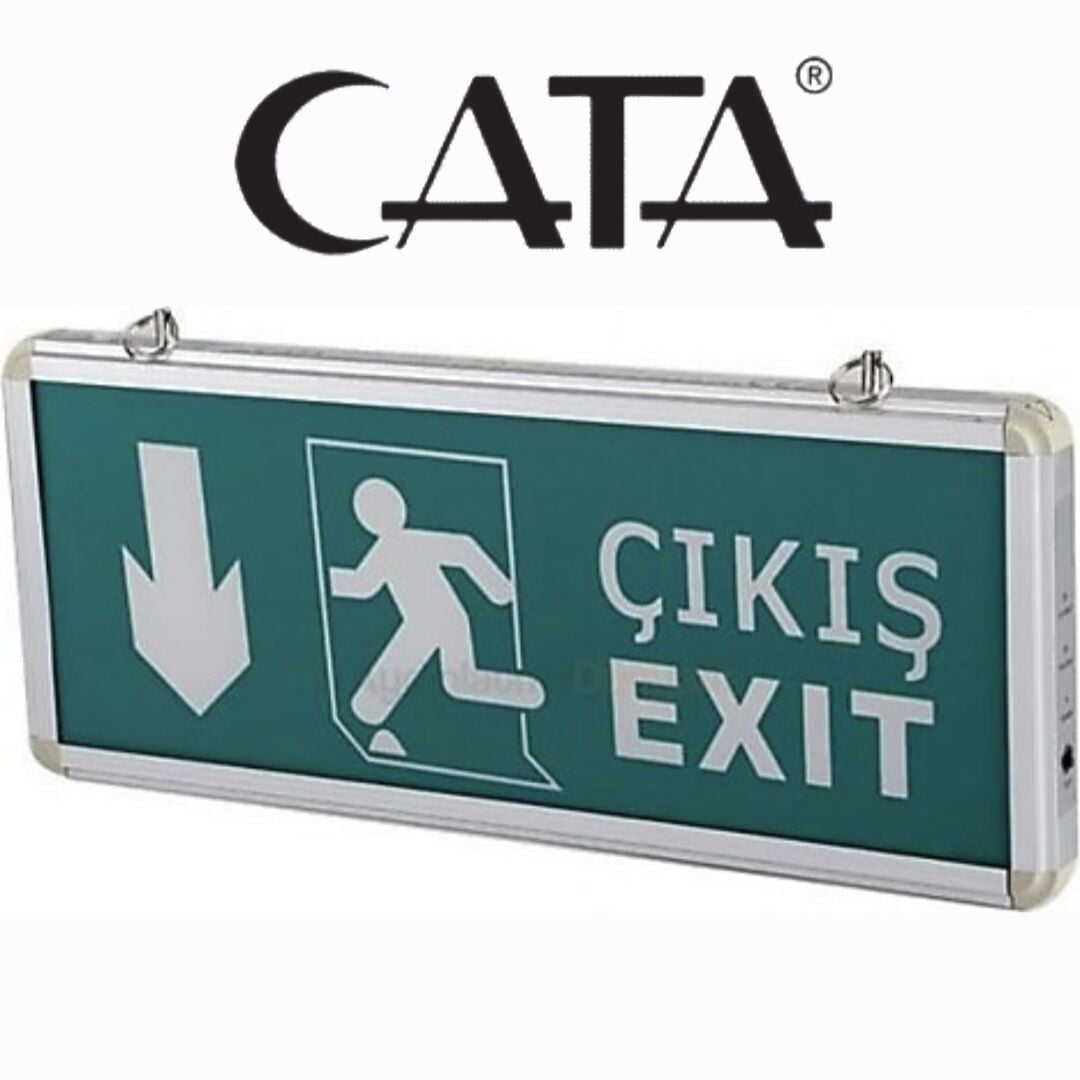 Cata 3 Saat Şarjlı Ledli Exıt Armatür Aşağı (Çift Yönlü