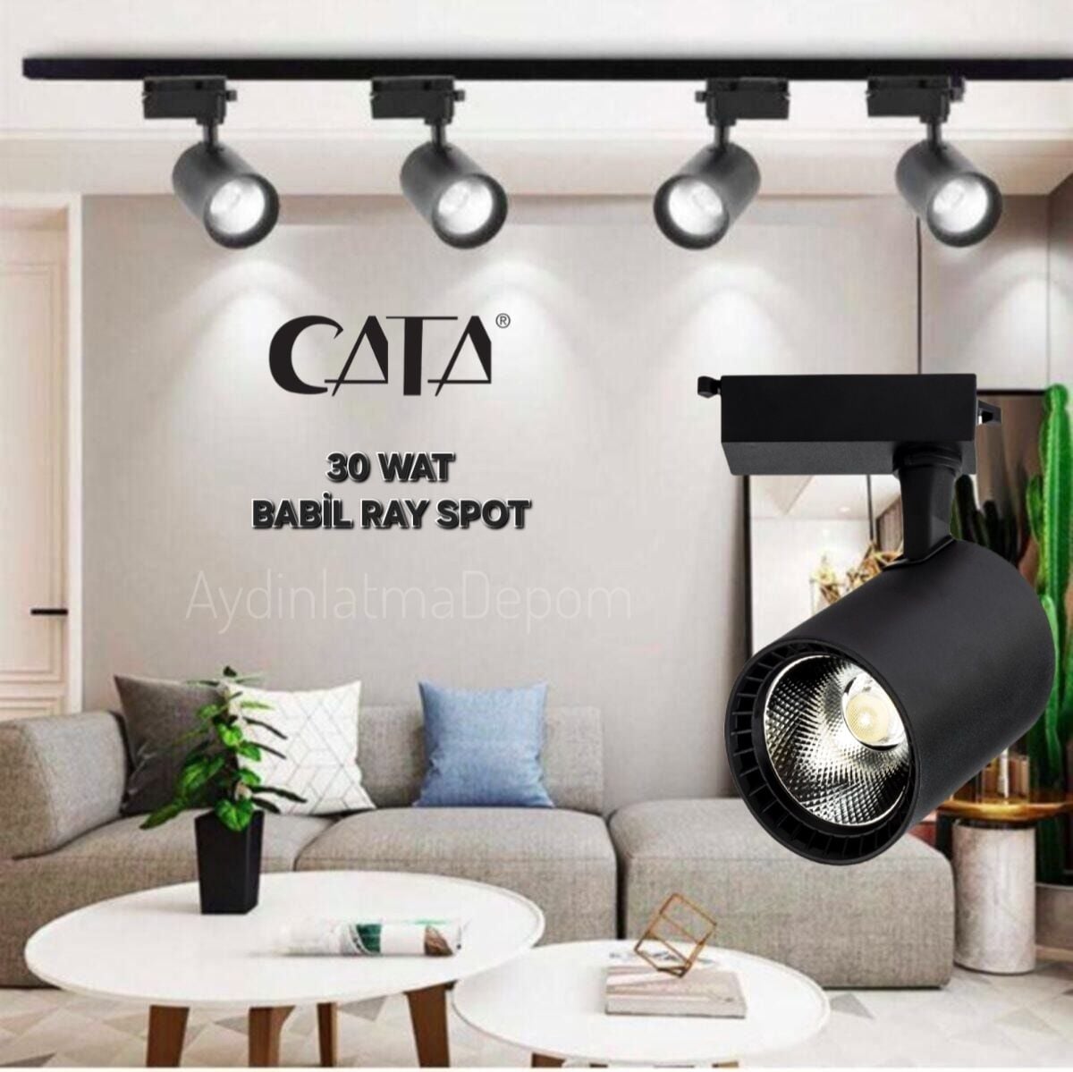 Cata 30W Babil Ray Tipi LED Armatür (Siyah Kasa) (Beyaz