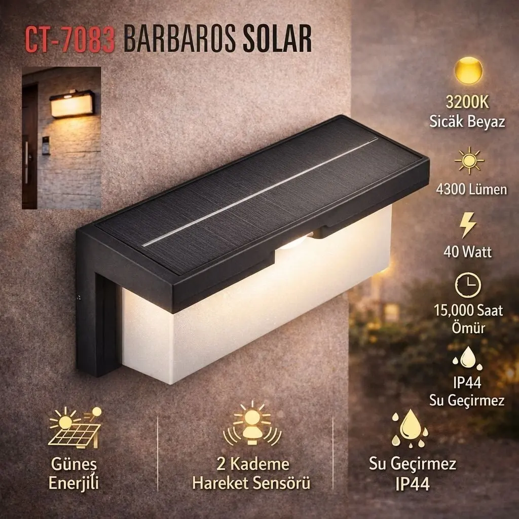 Cata 40W Solar Duvar Aplik Barbaros