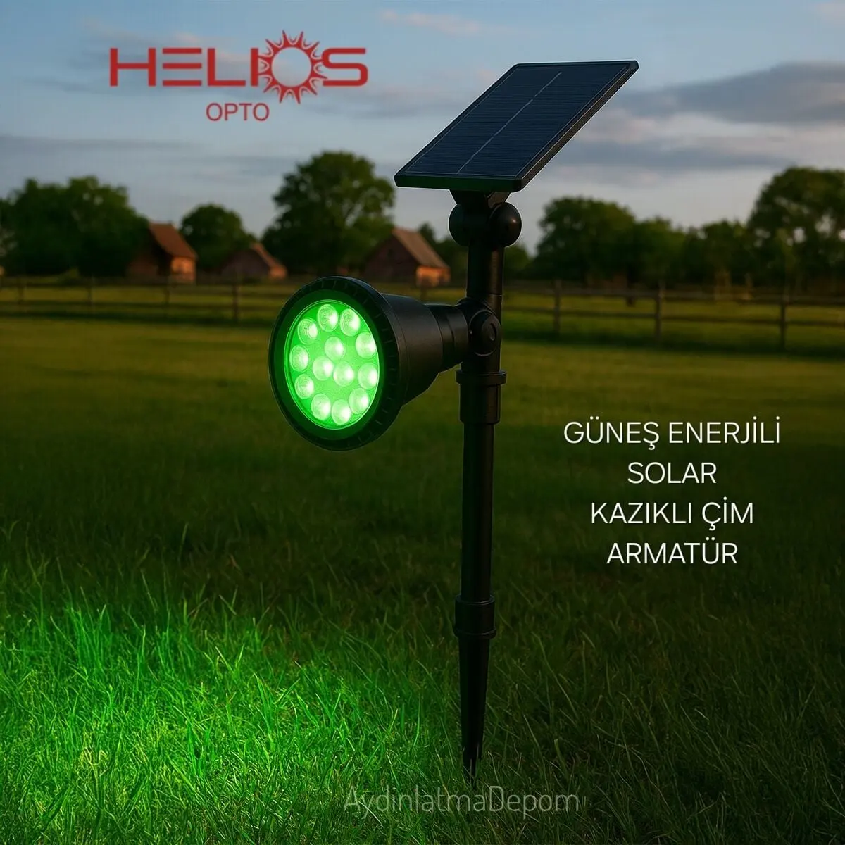 Helios Solar Çim Kazık Aydınlatma Yeşil Renk