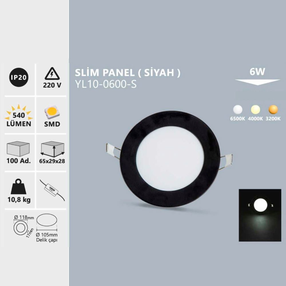 Noas 6W S.A Siyah Kasa Günışığı