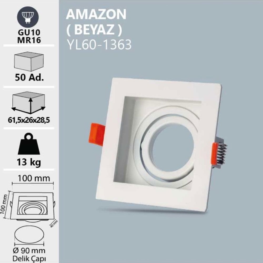 Noas Amazon Dekoratif Kare Beyaz Kasa
