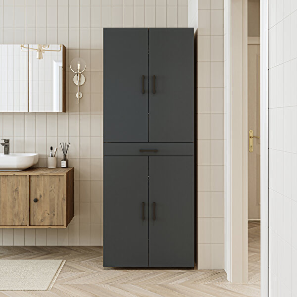 Banyo Dolabı Kapaklı Çamaşır ve Kurutma Makinesi Dolabı