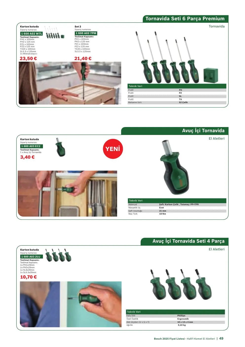 Bosch Tornavida Seti 6 Parça Premium