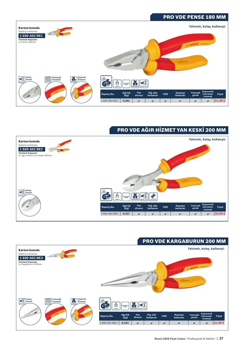 Bosch PRO VDE AĞIR HIZMET YAN KESKI 200 MM