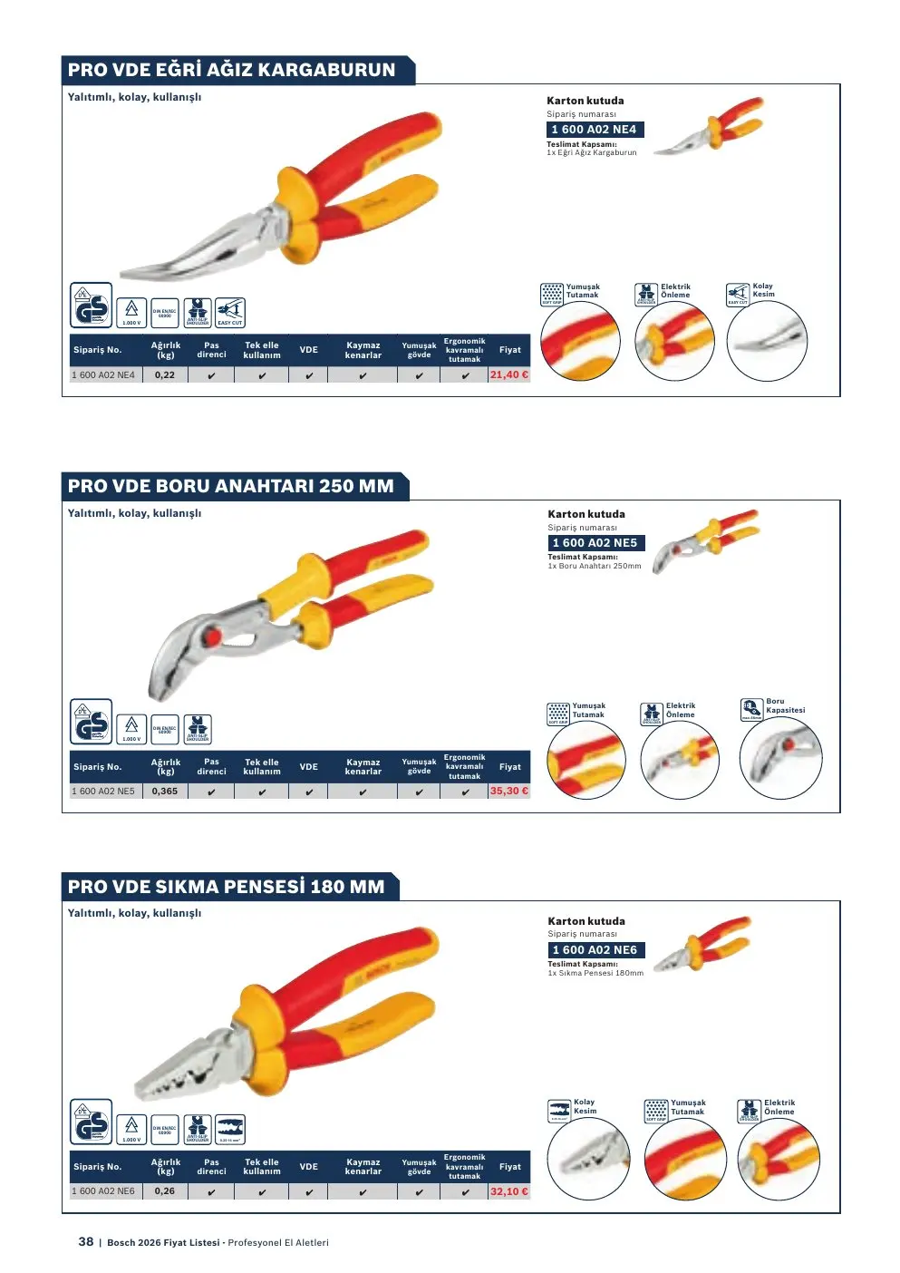 Bosch PRO VDE SIKMA PENSESI 180 MM