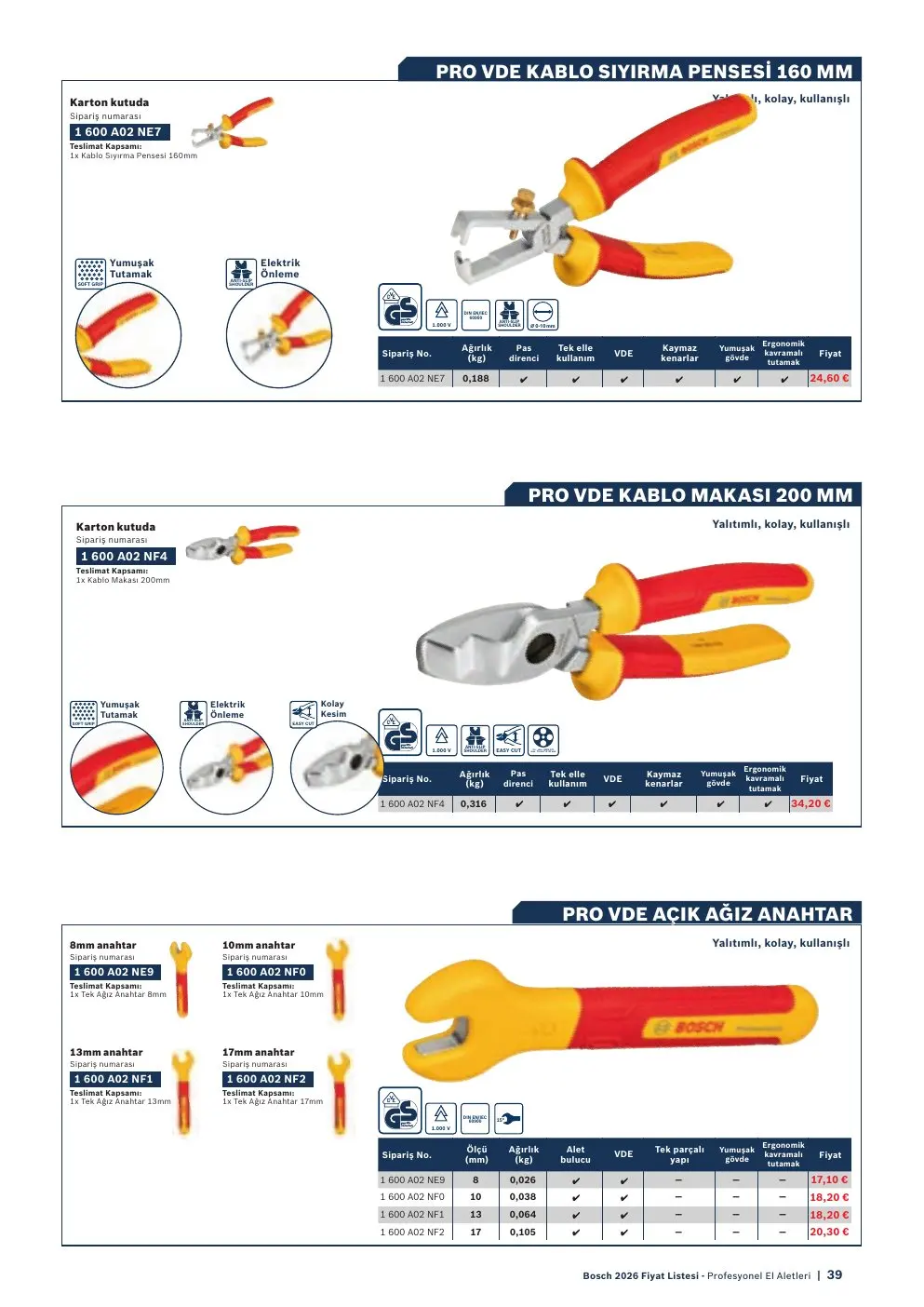 Bosch PRO VDE AÇIK AĞIZ ANAHTAR
