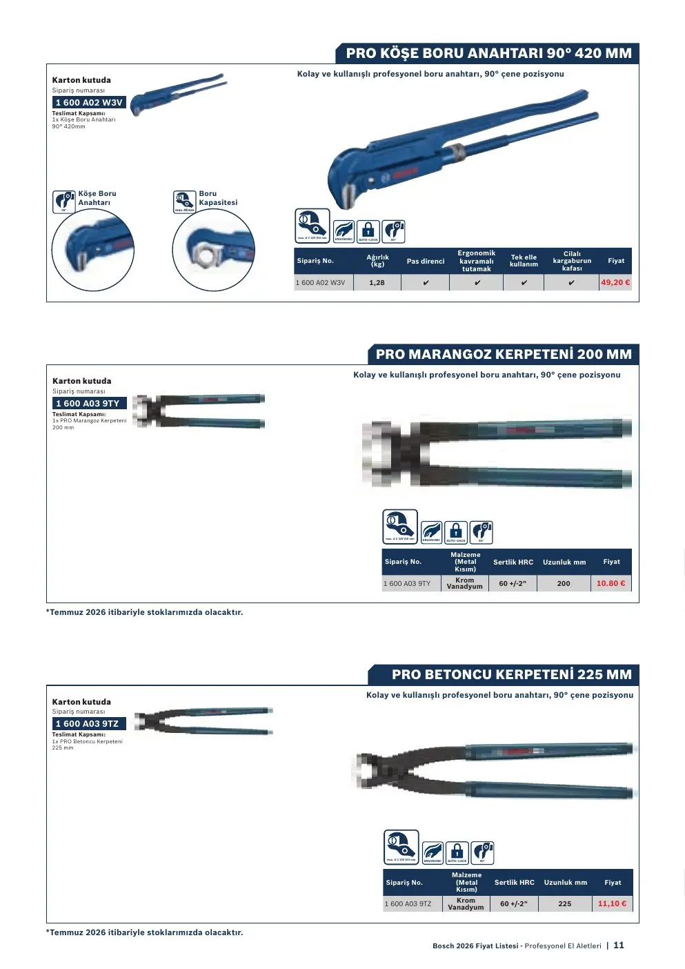 Bosch PRO KÖŞE BORU ANAHTARI 90° 420 MM