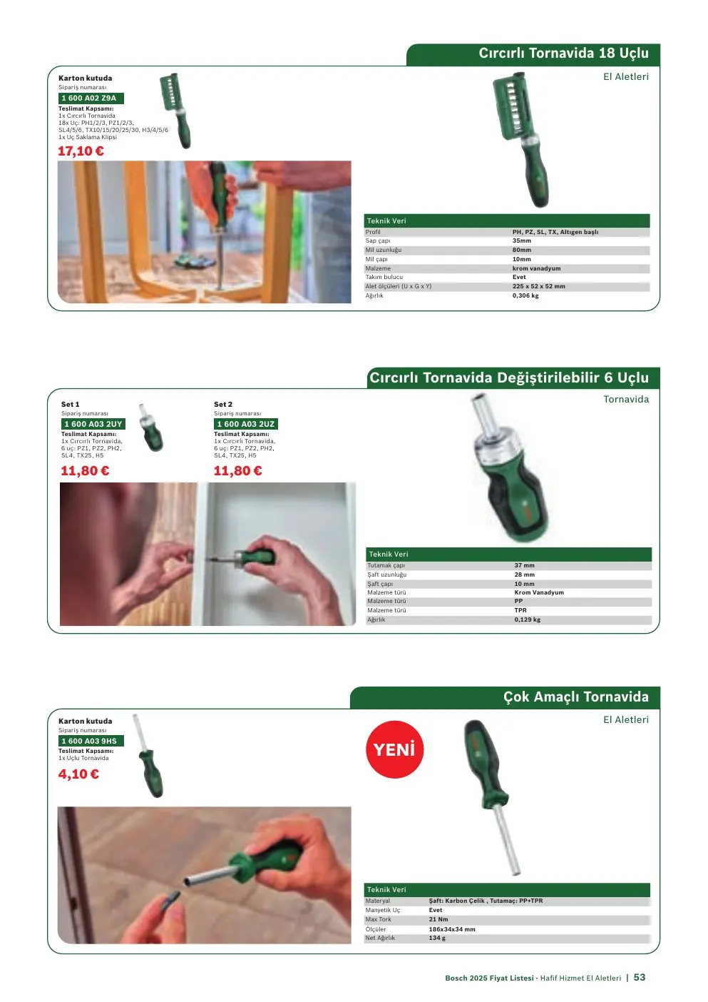 Bosch Cırcırlı Tornavida 18 Uçlu