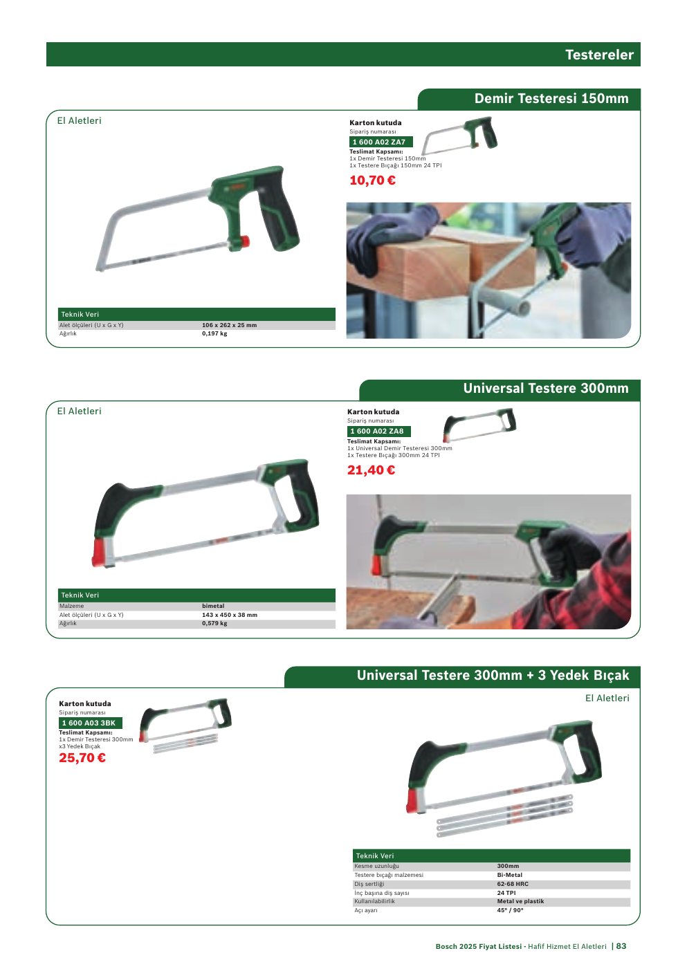 Bosch Demir Testeresi 150mm