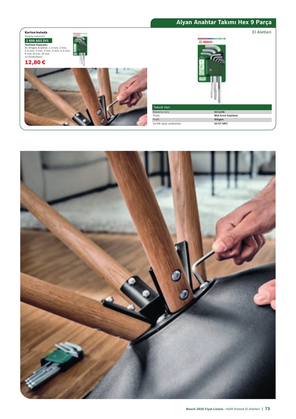 Bosch Alyan Anahtar Takımı Hex 9 Parça