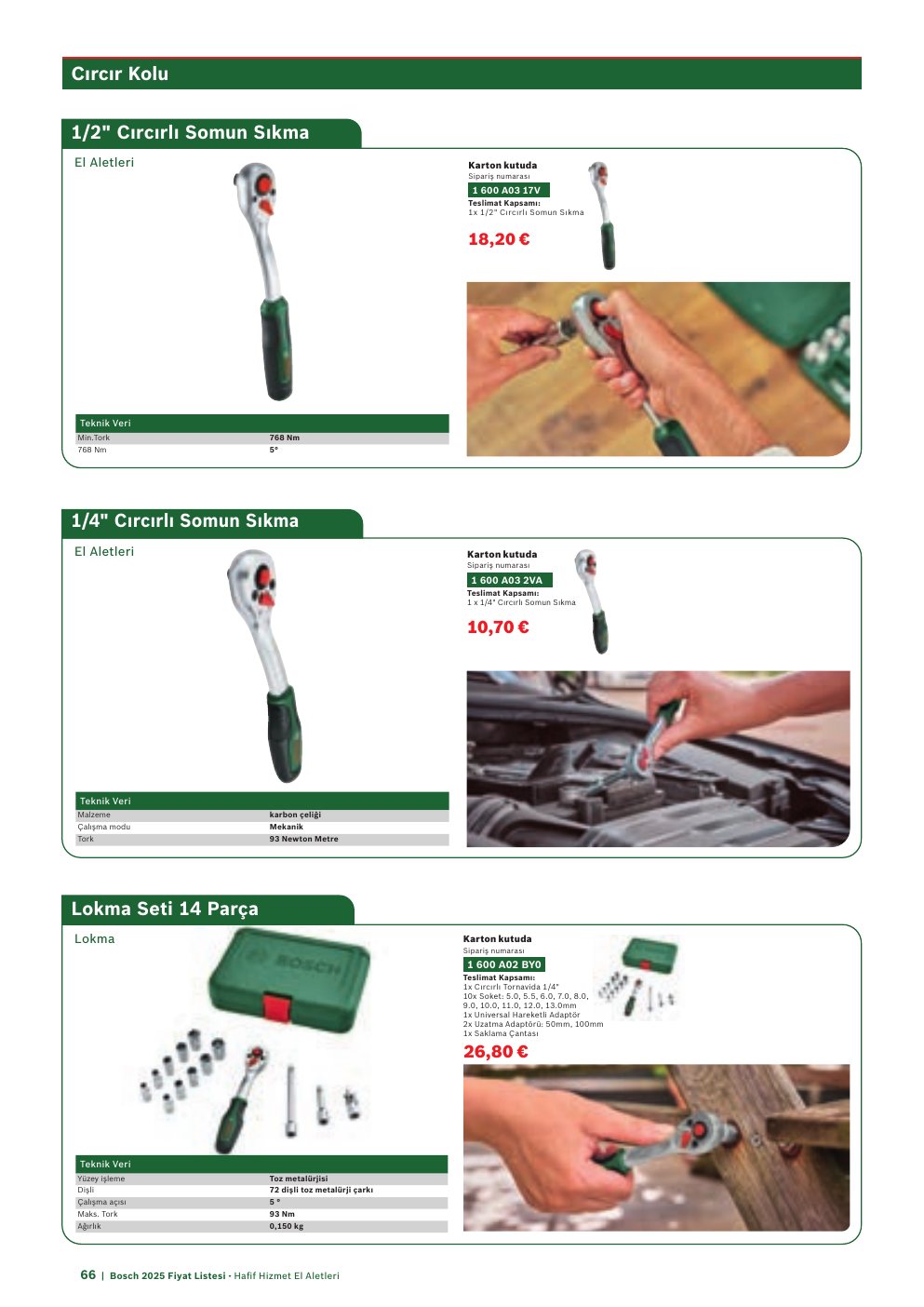 Bosch 1/4" Cırcırlı Somun Sıkma
