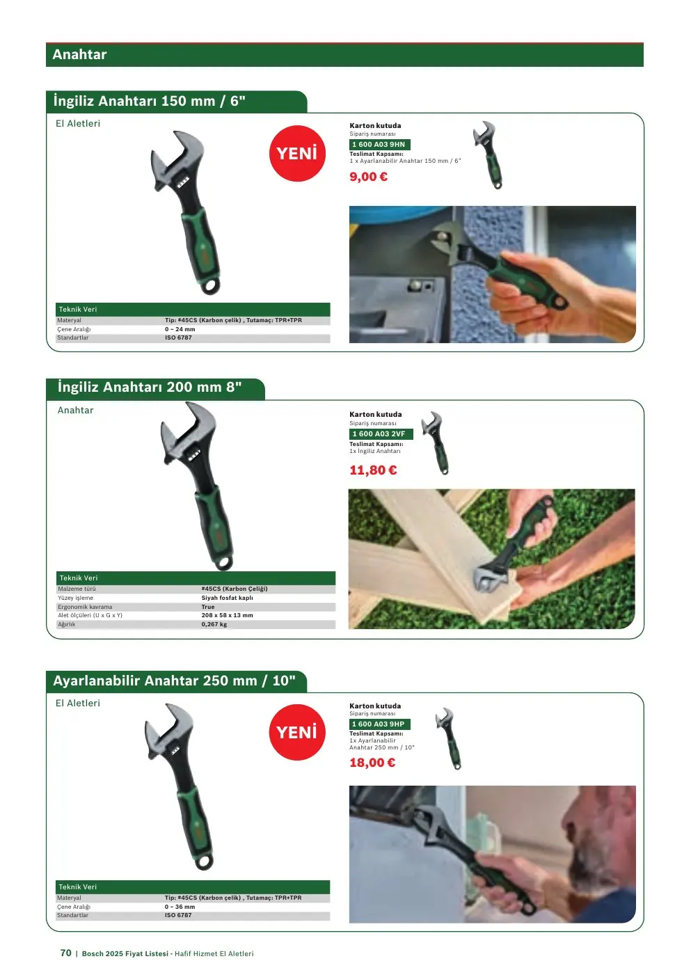 Bosch İngiliz Anahtarı 200 mm 8"