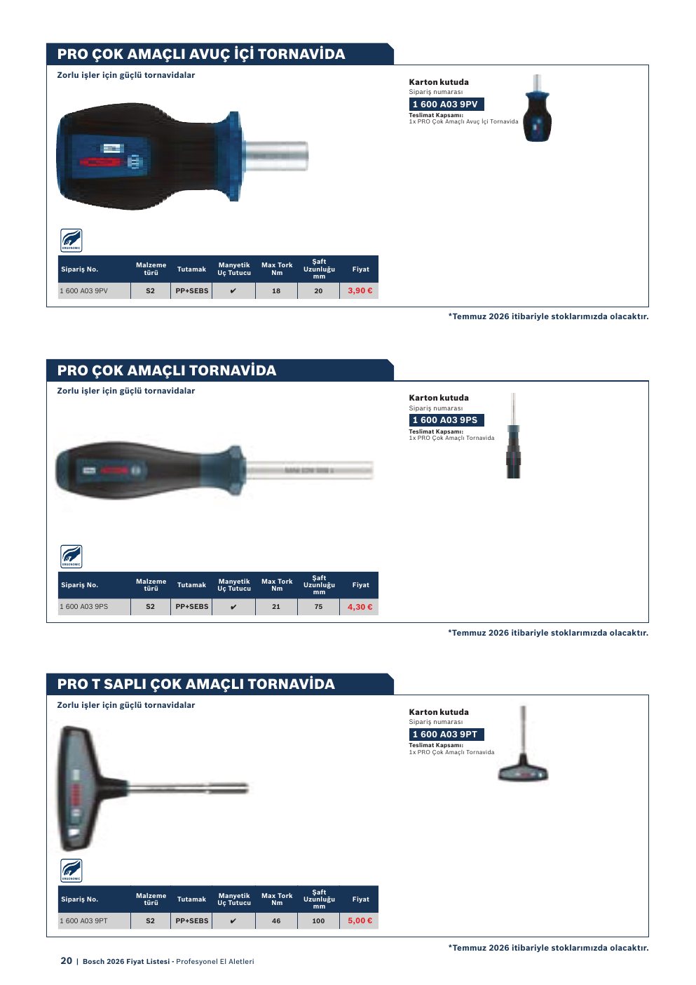 Bosch PRO T SAPLI ÇOK AMAÇLI TORNAVIDA