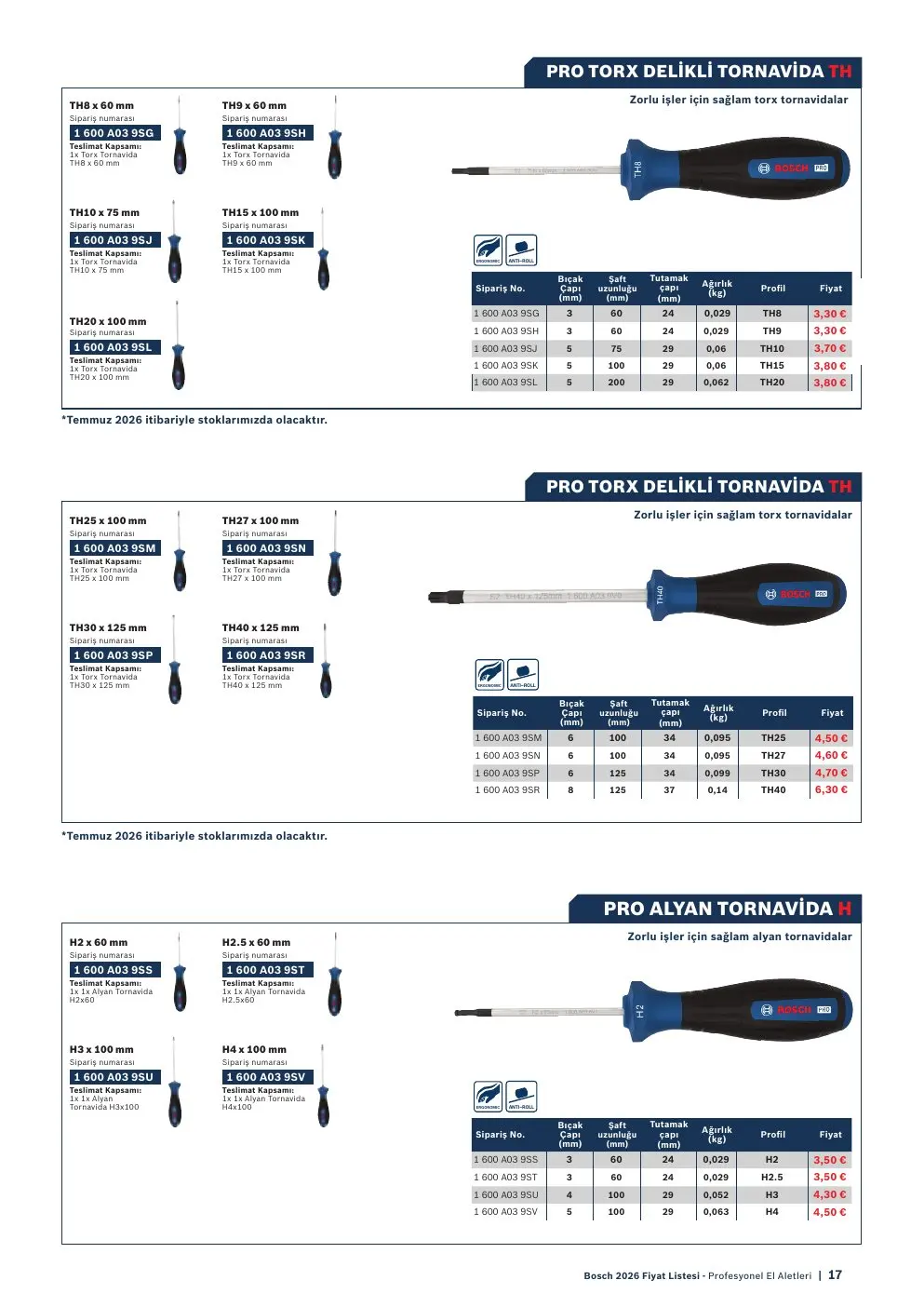 Bosch PRO TORX DELİKLİ TORNAVİDA TH