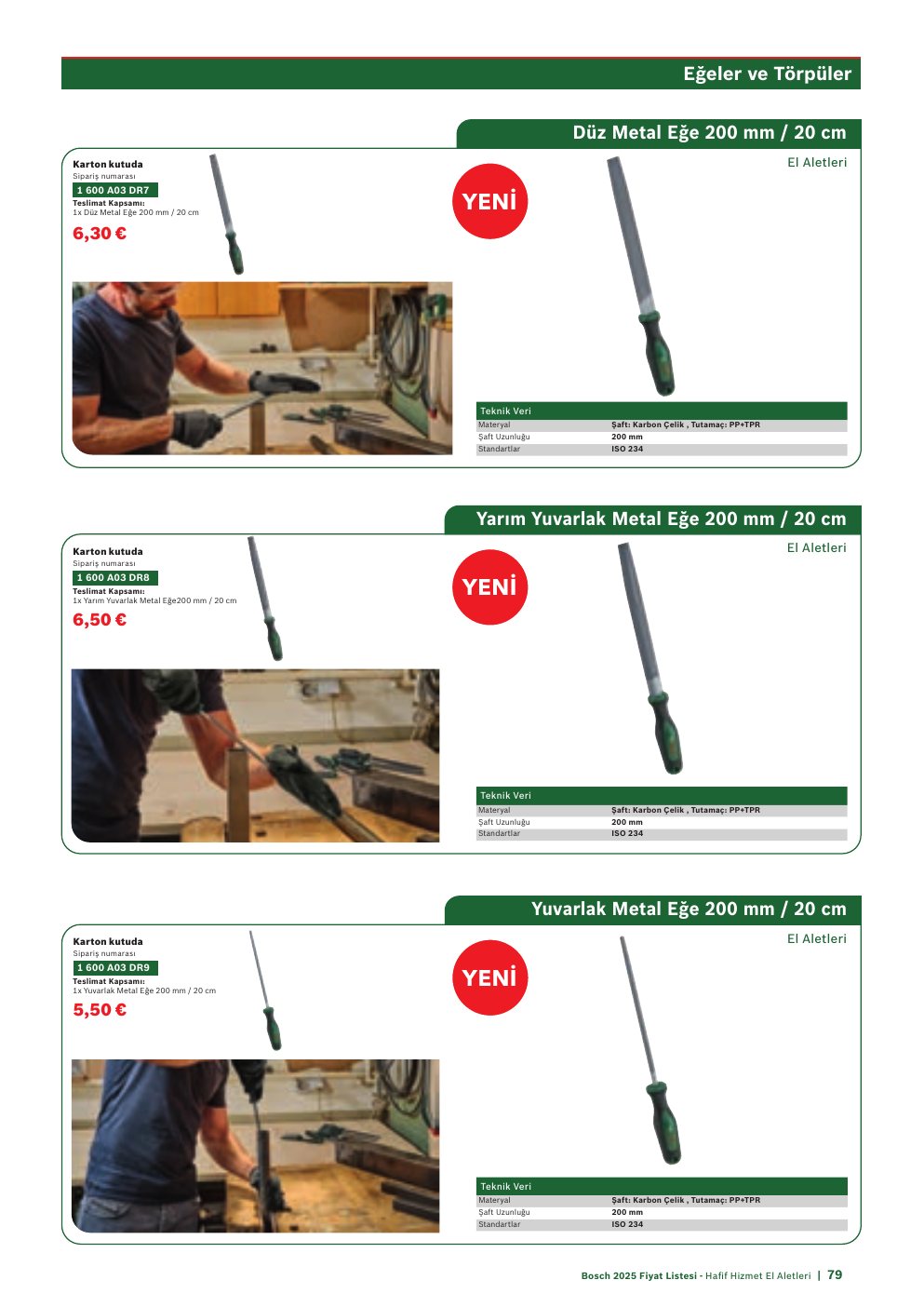 Bosch Yuvarlak Metal Eğe 200 mm / 20 cm
