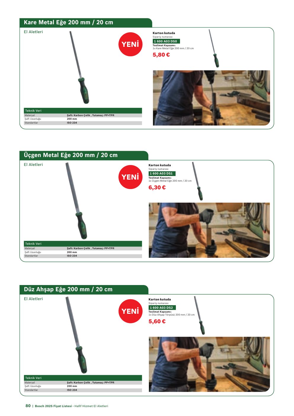 Bosch Kare Metal Eğe 200 mm / 20 cm