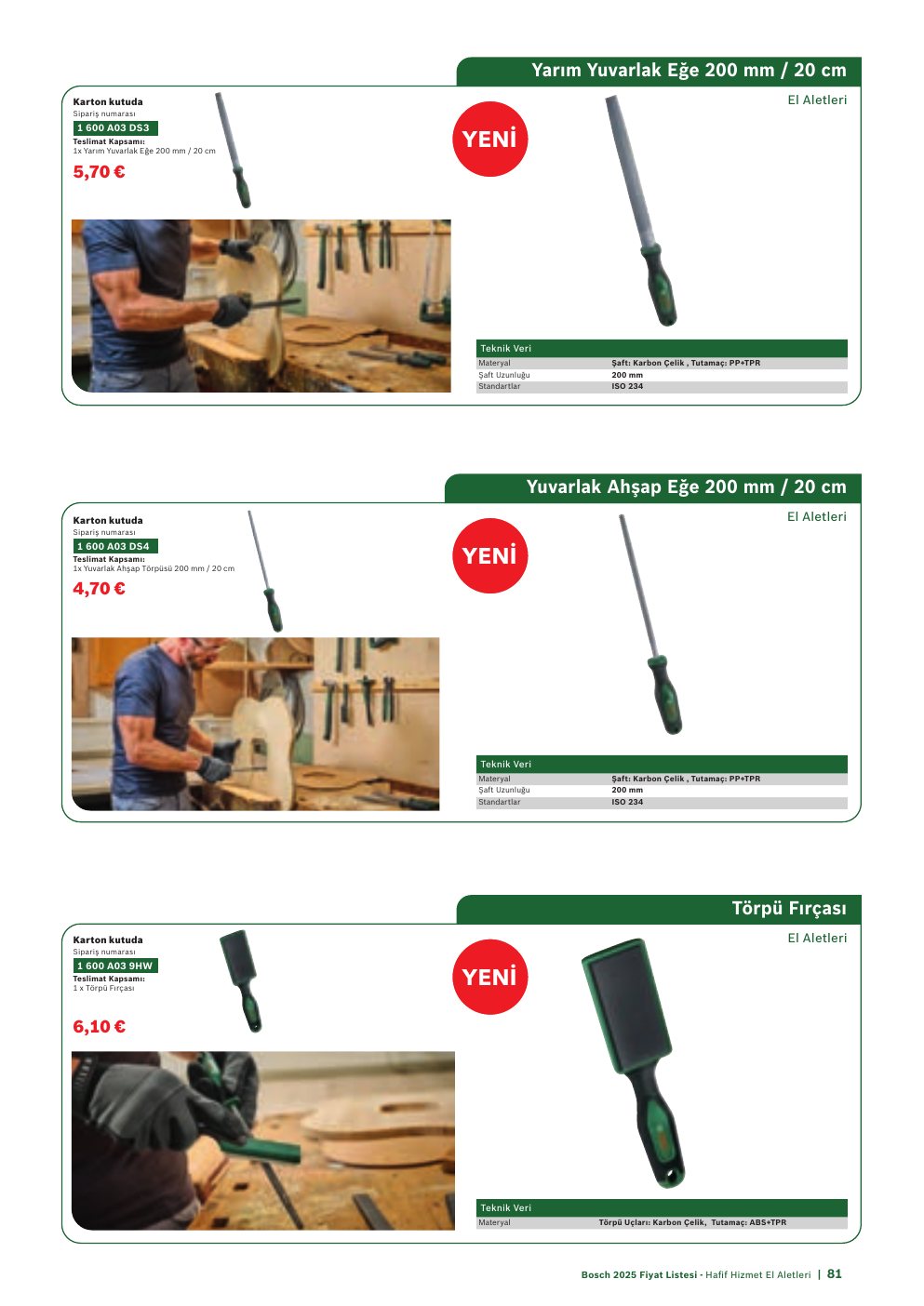 Bosch Yarım Yuvarlak Eğe 200 mm / 20 cm