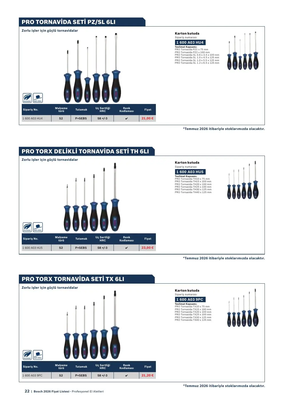 Bosch PRO TORX TORNAVIDA SETI TX 6LI