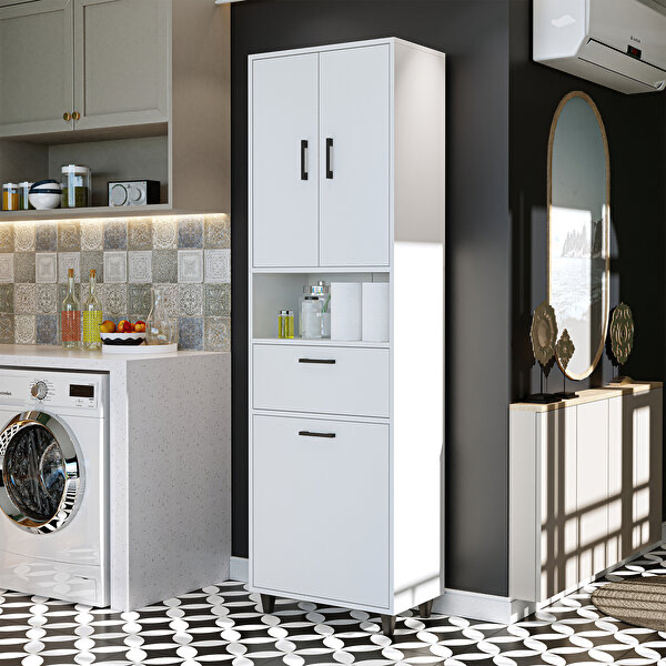 Çamaşır Sepetli Banyo Dolabı