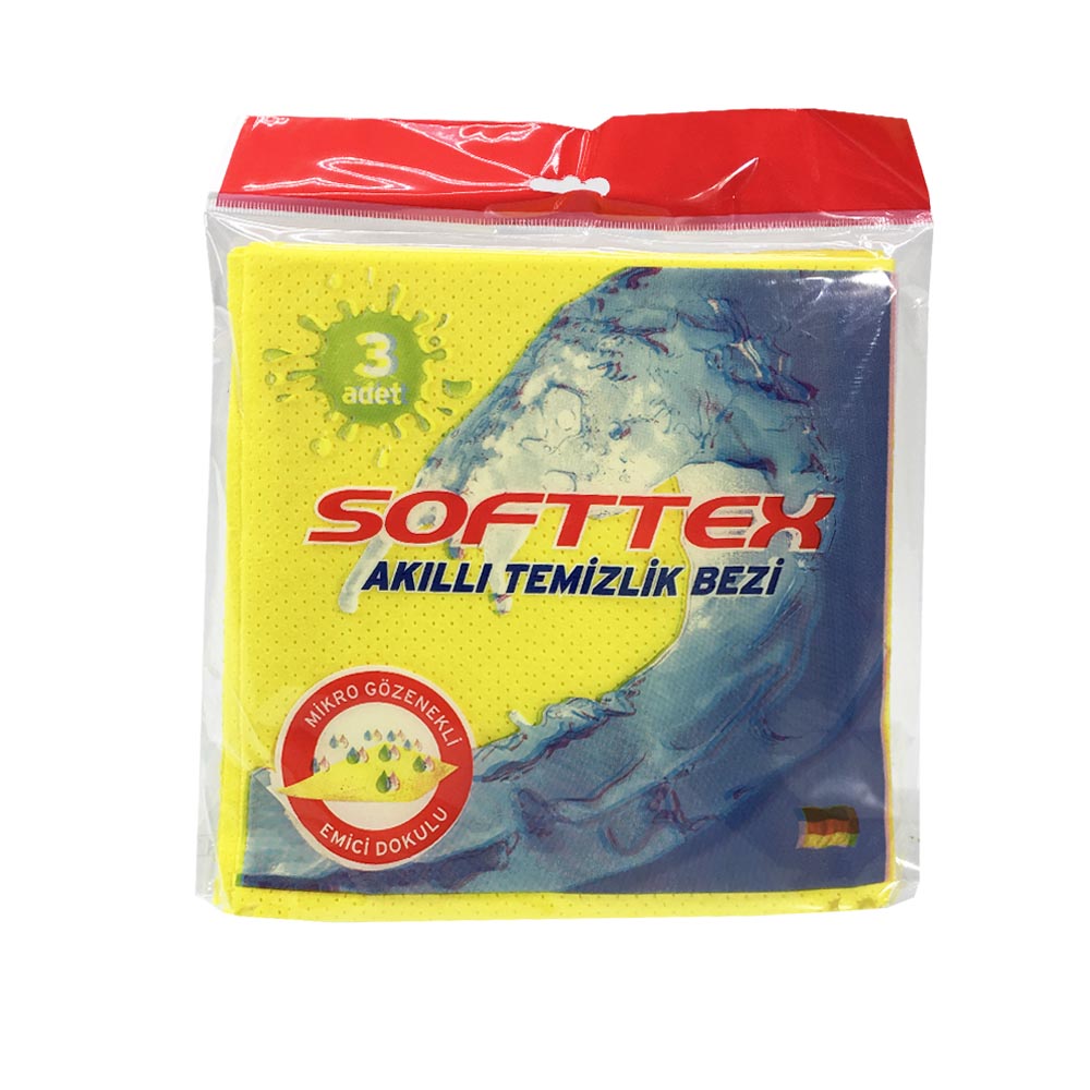 SOFTTEX TEMIZLIK BEZI 3 LU DELIKLI 35*38 CM 0781