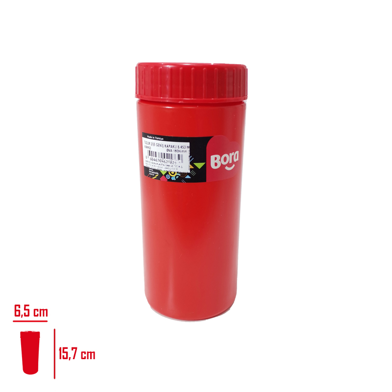 BORA BAHARATLIK SISE GENIS KAPAKLI 450 ML KIRMIZI BO-2178