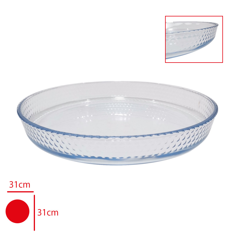 BORART CAM FIRIN TEPSI YUVARLAK PETEK DESENLI BUYUK 45314
