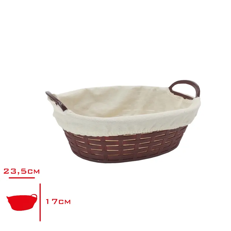 BORA EKMEK SEPETI HASIR DESENLI OVAL BEZLI 24 CM BO-664