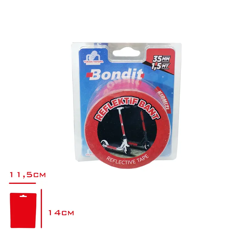 BONDIT REFLEKTIF BANT PETEKLI KIRMIZI 35 MM*1,5 MT BND01093515K