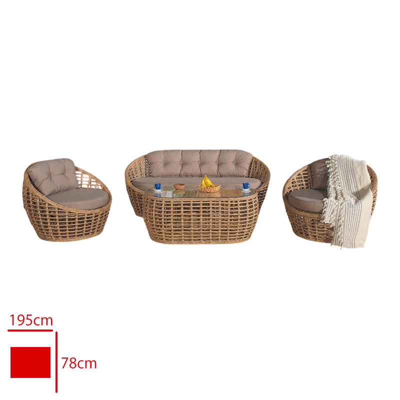 FORMET HERKUL TAKIM 3+1+1+SEHPA RATTAN CAPPUCINO/MINDER CAPPUCINO