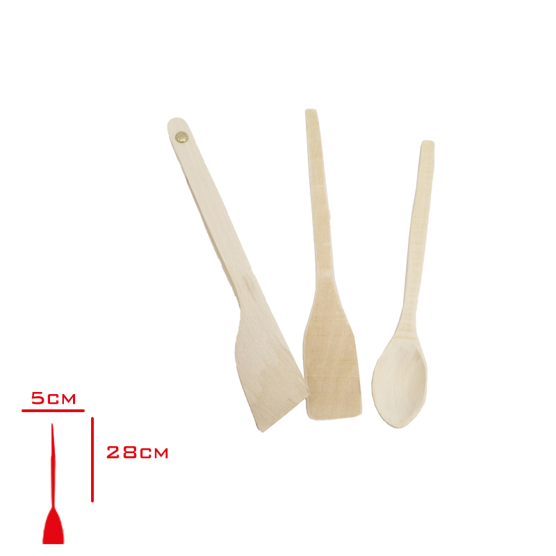 EVIMSAN MASALI SET AHSAP 3 LU MASA-KASIK 27 CM-SPATULA EV-058