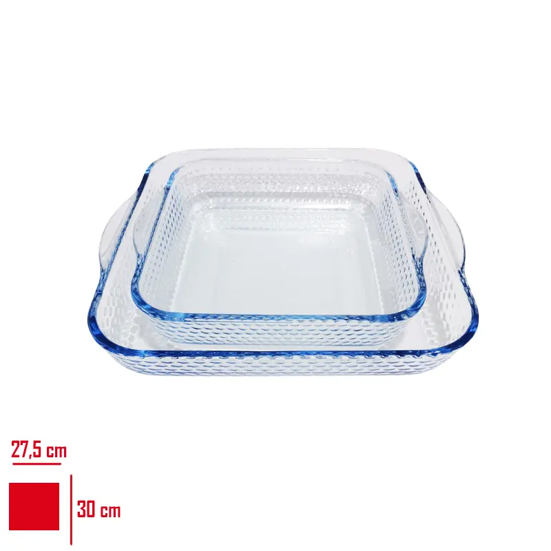 BORART CAM FIRIN TEPSI SETI KARE PETEK DESENLI 2 LI 145428