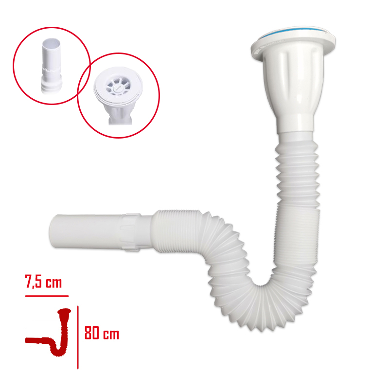 LAVABO SIFONU KORUKLU PLASTIK SUZGECLI