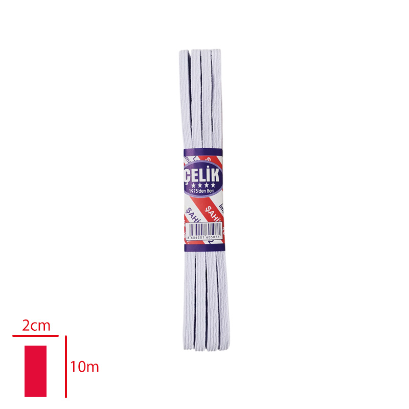 LASTIK DON YASSI 2 CM 10 MT BEYAZ