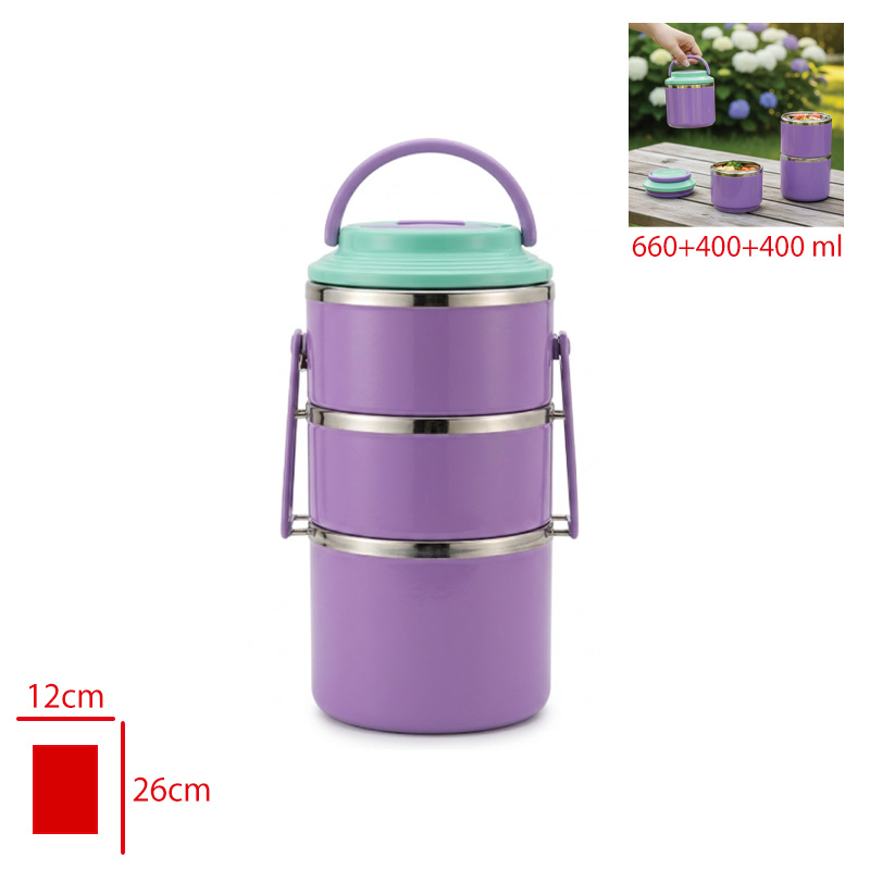 LUNCH BOX PASLANMAZ CELIK 3 KATLI 660+400+400 ML LV-30007
