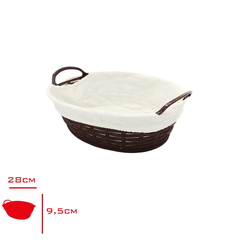 BORA EKMEK SEPETI HASIR DESENLI OVAL BEZLI 28 CM BO-666