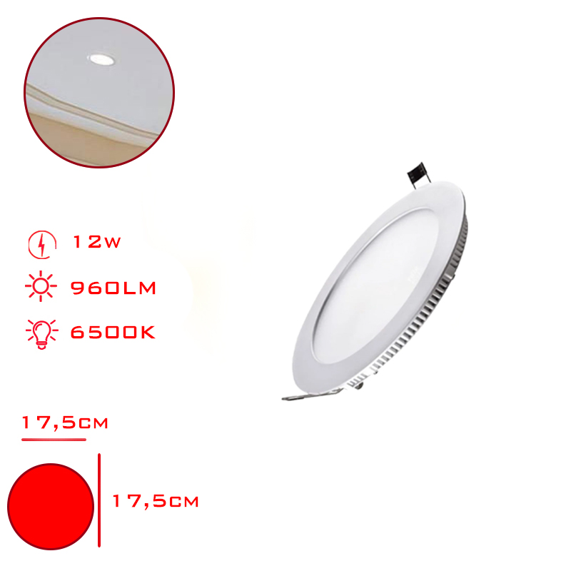 LED PANEL YUVARLAK SLIM SIVA ALTI 12W BEYAZ ISIK 17,5 CM LV-3092 / 6