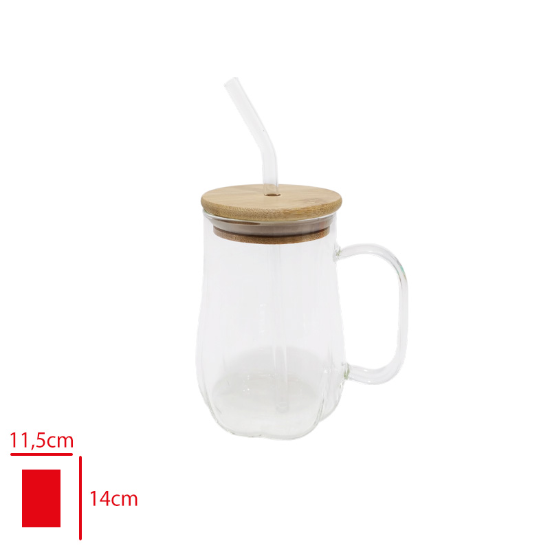 CAM PIPETLI BARDAK BAMBU KAPAK LV-51023