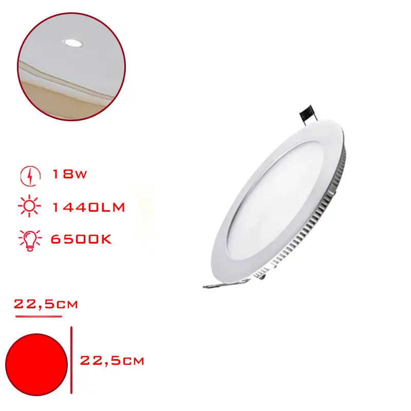 LED PANEL YUVARLAK SLIM SIVA ALTI 18W BEYAZ ISIK 22,5 CM LV-3094 / 6