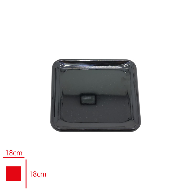 ATLAS SERVIS TABAK KARE MIMOZA SIYAH 18X18 CM S404