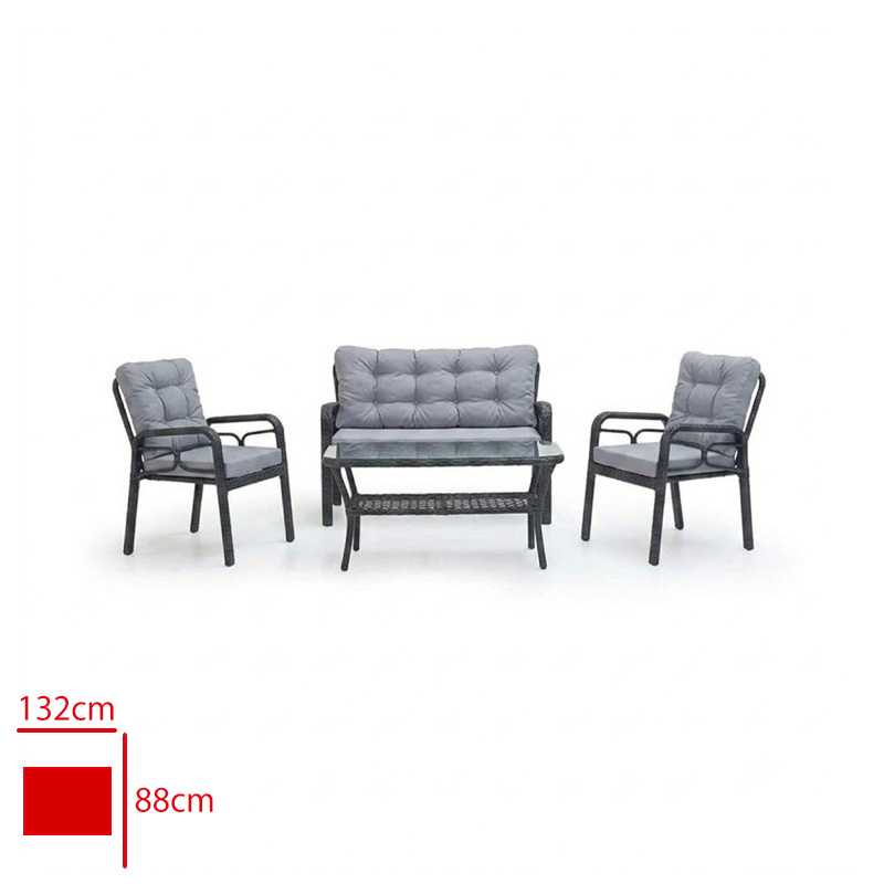 FORMET BELLA TAKIM 2+1+1+SEHPA RATTAN ANTRASIT/MINDER GRI
