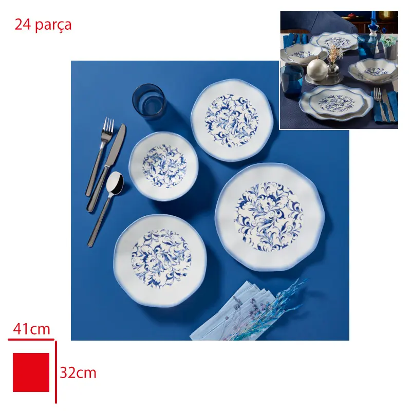 GURAL GBS NESRIN YEMEK TAKIMI 24 PARCA REAKTIF KAPALI KUTU GBSNES24KY4R3214