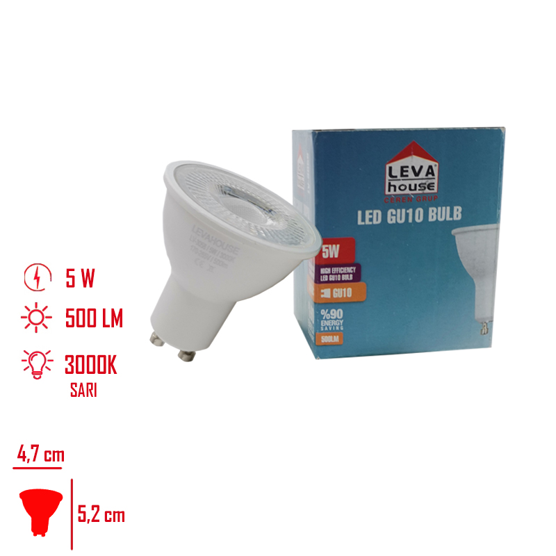 AMPUL LED CANAK 5W SARI ISIK GU10 LV-3058 / 3