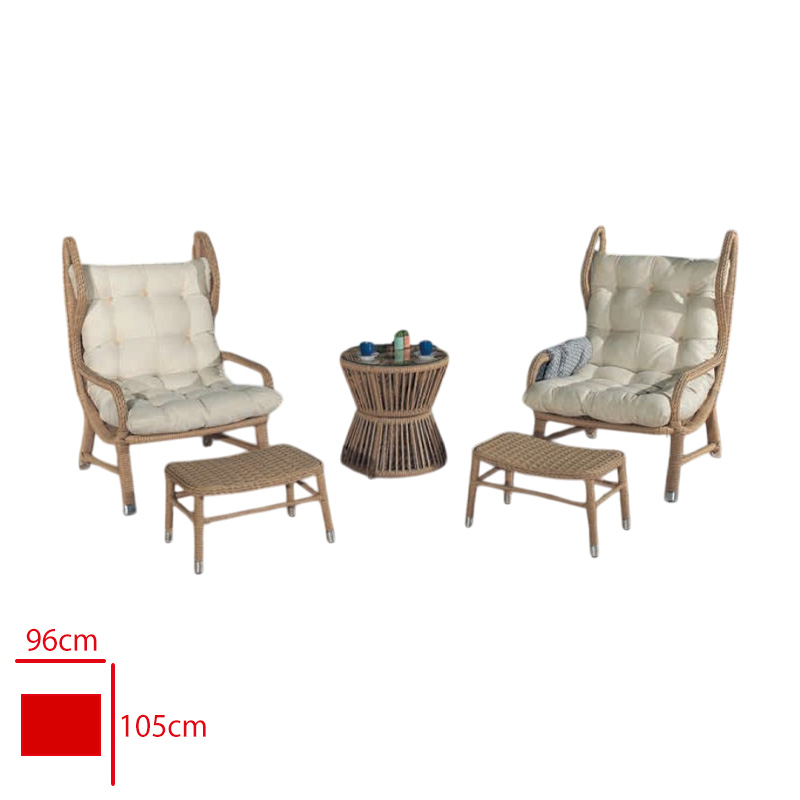 FORMET RITA TAKIM 2 TEKLI + 2 PUF + SEHPA RATTAN CAPPUCINO/MINDER CAPPUCINO