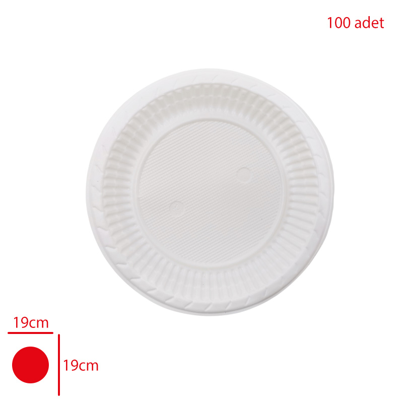 PLASTIK TABAK 19 CM 100 LU TEK KULLANIMLIK