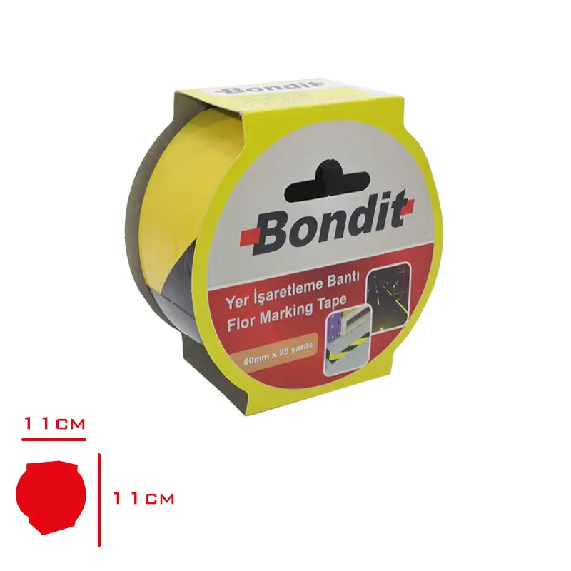BONDIT YER ISARETLEME BANDI SARI SIYAH 50 MM*25 YDS BNY5025