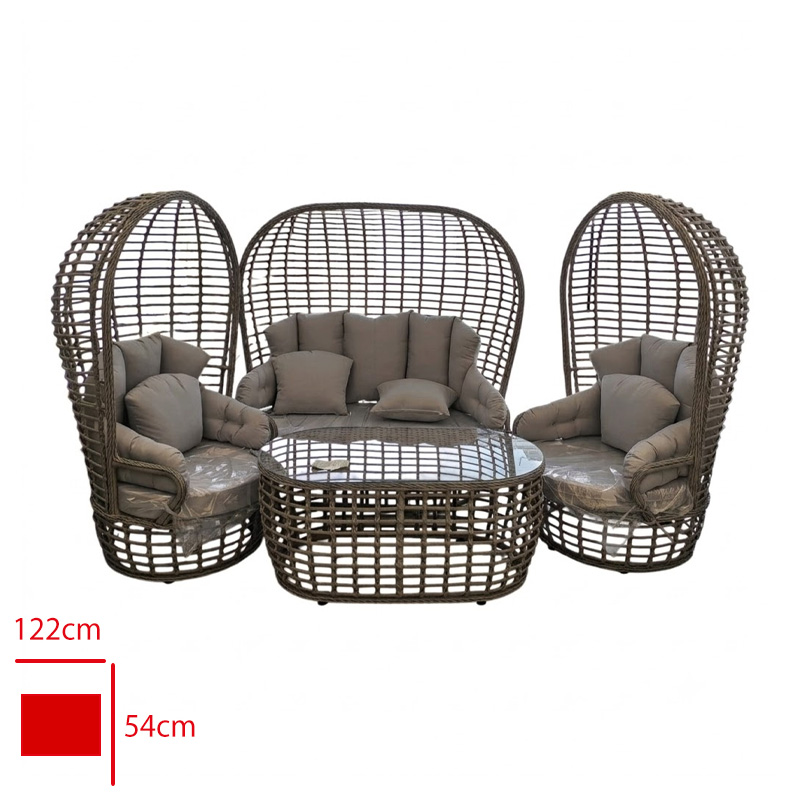 FORMET NEST TAKIM 2 TEKLI+ 1 IKILI + SEHPA RATTAN FUME/MINDER GRI