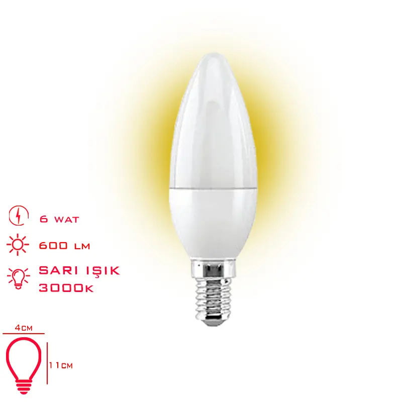 AMPUL LED MUM 6W AVIZE SARI ISIK E14 LV-2950