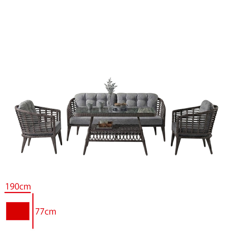 FORMET EYFEL TAKIM 3+1+1+SEHPA RATTAN FUME/MINDER GRI